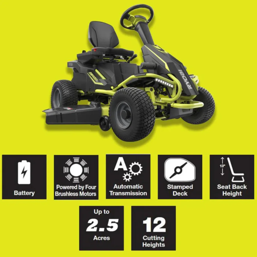 RYOBI RY48111 38-Inch 48V 100Ah Brushless Battery Electric Riding Lawn Mower