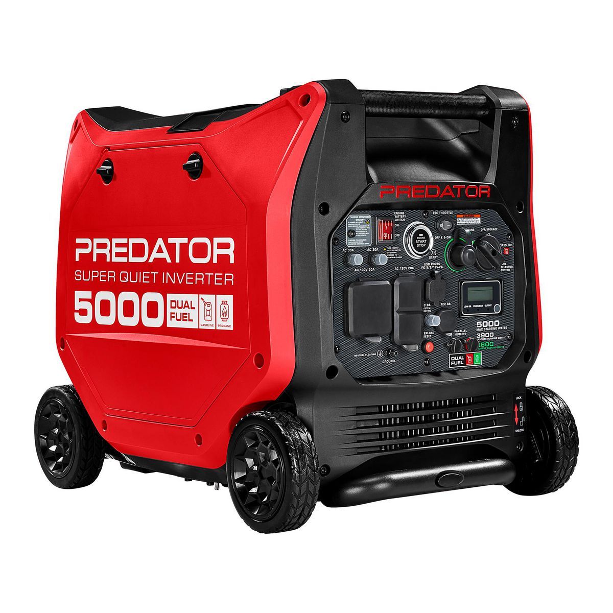 PREDATOR 5000-Watt Dual-Fuel SUPER QUIET Inverter Generator with Remote Start and CO SECURE Technology