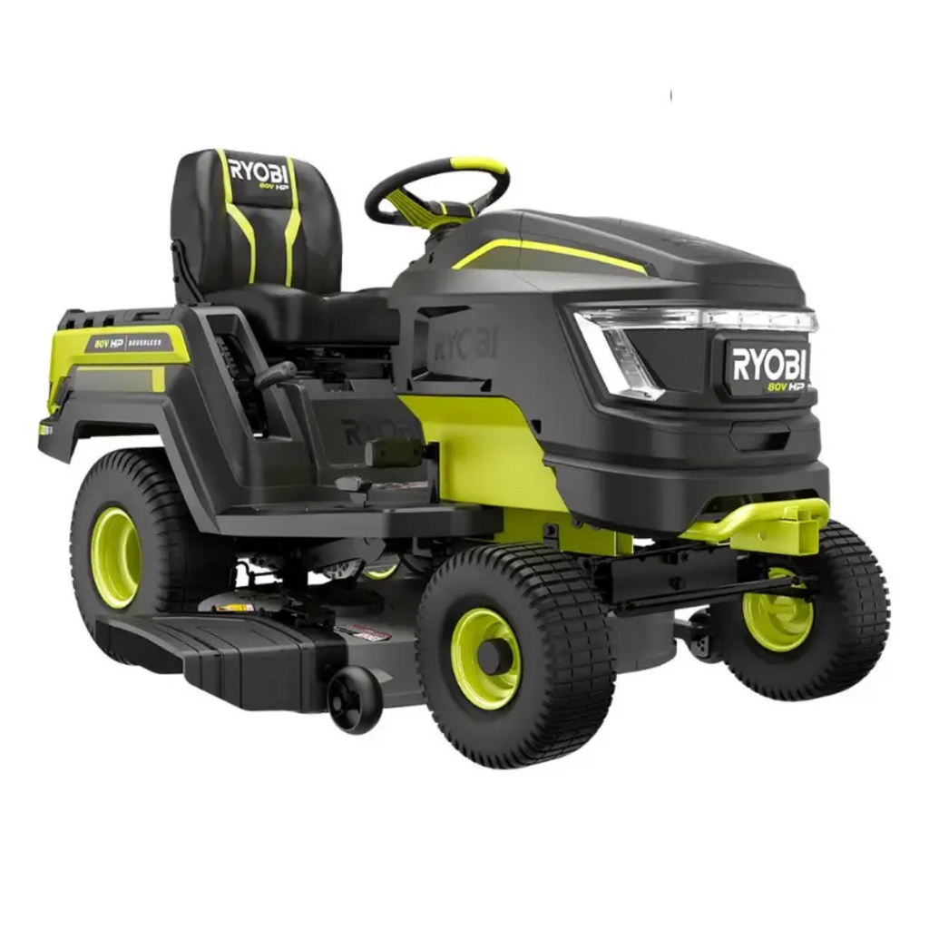 RYOBI 80V HP Brushless 42-Inch Electric Riding Lawn Tractor with 3 Batteries and Hyper Charger