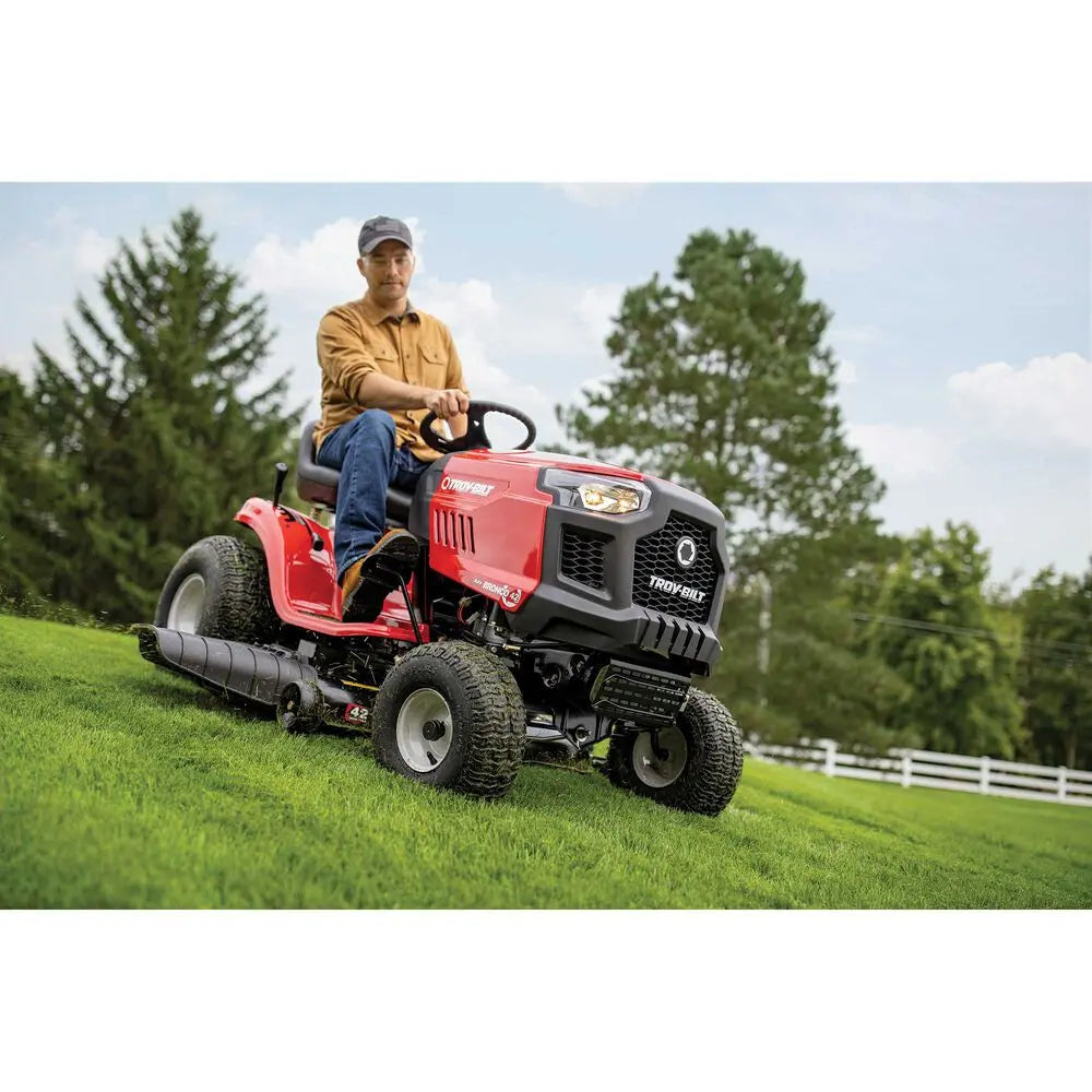 Troy-Bilt Bronco 42-Inch 547cc Gas Riding Lawn Mower with 7-Speed Shift-on-the-Go Transmission