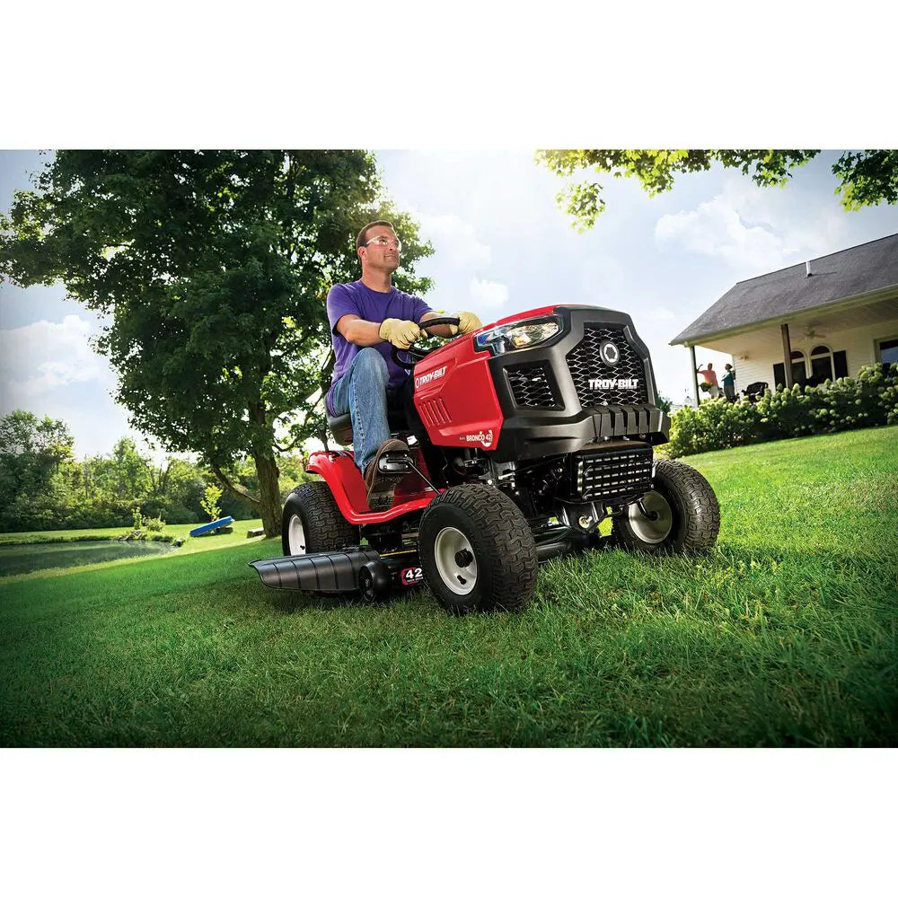 Troy-Bilt Bronco 42-Inch 547cc Gas Riding Lawn Mower with 7-Speed Shift-on-the-Go Transmission